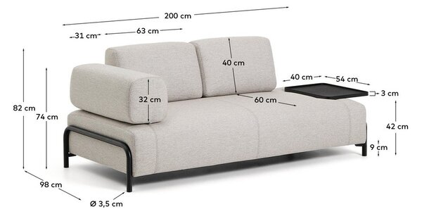 Szarobeżowa sofa modułowa 220 cm Compo – Kave Home