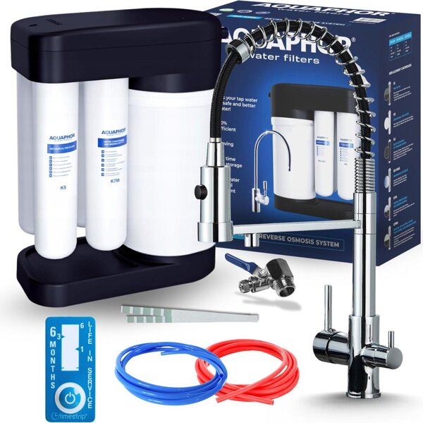 Bateria kuchenna z 3-dronym filtrem RO, chrom