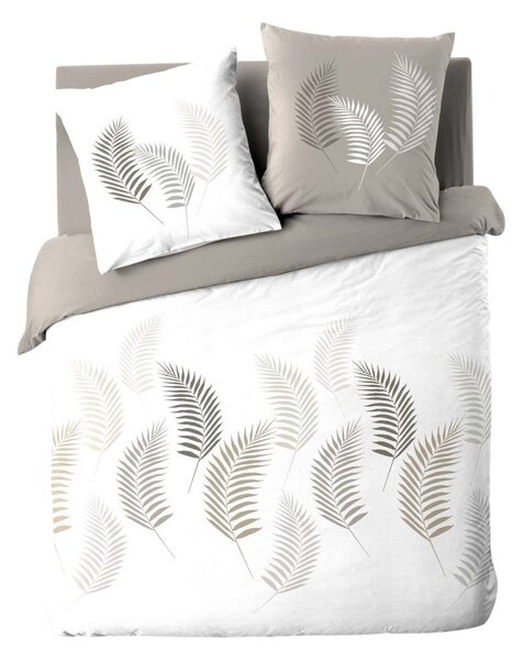 Biało-szarobrązowa bawełniana pościel dwuosobowa 240x220 cm Goyave – douceur d'intérieur