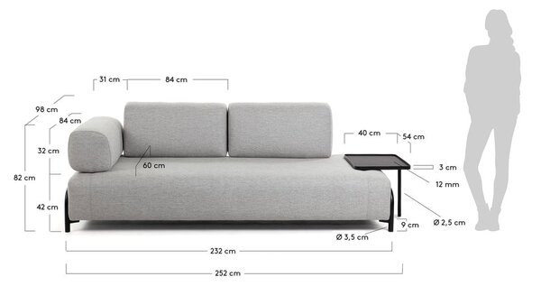 Beżowa sofa ze schowkiem Kave Home Compo