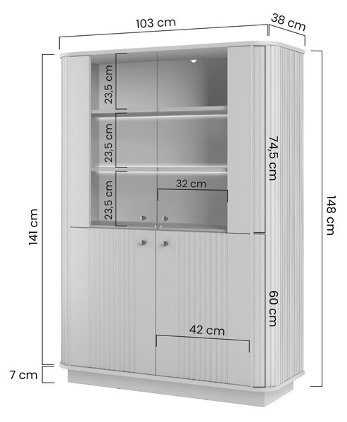 Witryna Vesper 103 cm czterodrzwiowa na cokole - czarny / czarne uchwyty