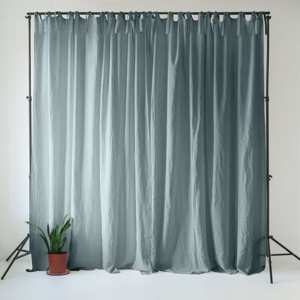 Szaroniebieska lniana zasłona 140x300 cm Blue Fog – Linen Tales