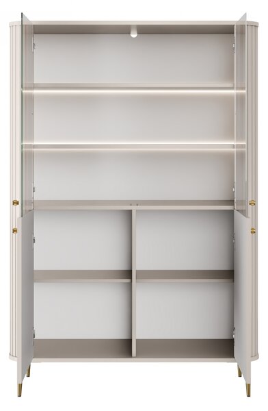 Witryna Vesper 103 cm czterodrzwiowa - kaszmir / złote nogi