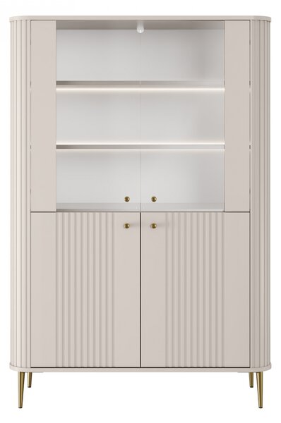 Witryna Vesper 103 cm czterodrzwiowa - kaszmir / złote nogi