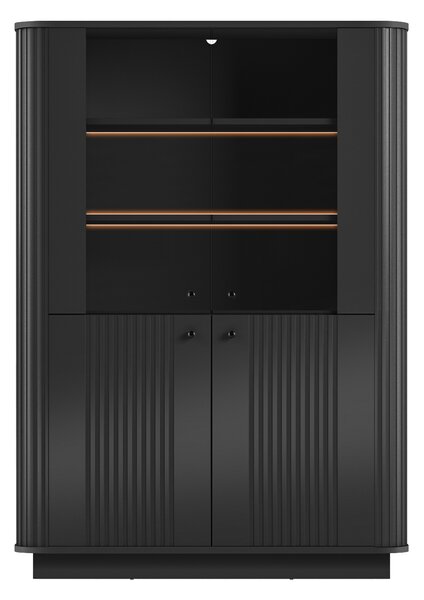 Witryna Vesper 103 cm czterodrzwiowa na cokole - czarny / czarne uchwyty