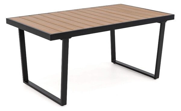 MebleMWM Zestaw mebli ogrodowych RAVENA DUO + Stół Sycylia | Aluminium czarny | Beżowe poduszki