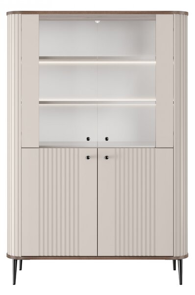 Witryna Vesper 103 cm czterodrzwiowa - kaszmir / orzech / czarne nogi