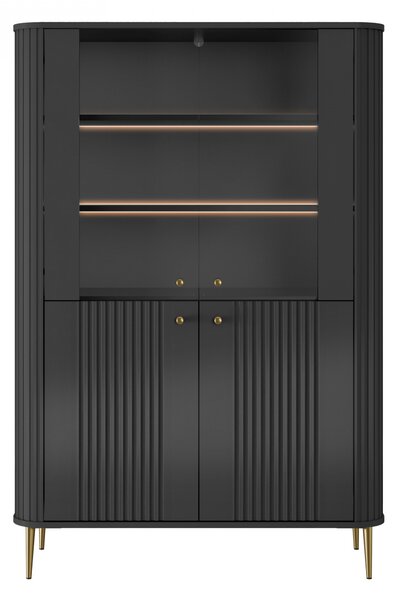 Witryna Vesper 103 cm czterodrzwiowa - czarny / złote nogi