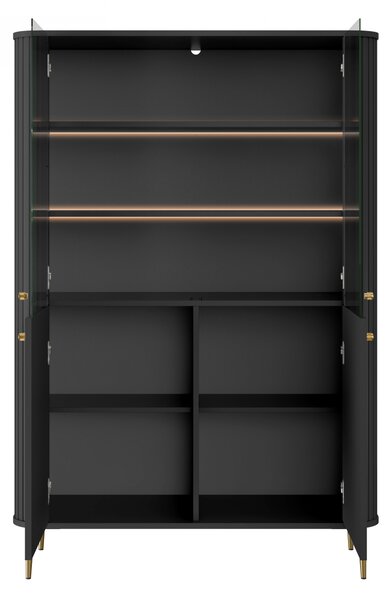 Witryna Vesper 103 cm czterodrzwiowa - czarny / złote nogi