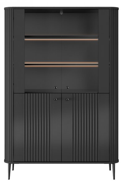 Witryna Vesper 103 cm czterodrzwiowa - czarny / czarne nogi
