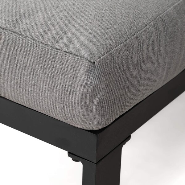 MebleMWM Zestaw mebli ogrodowych RAVENA DUO + Stół Sycylia | Aluminium czarny | Szare poduszki OUTLET