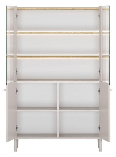 Witryna Elivo 100 cm dwudrzwiowa na nóżkach - kaszmir / dąb olejowany