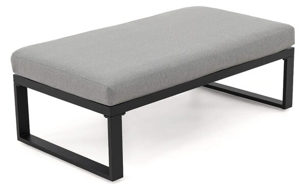 MebleMWM Zestaw mebli ogrodowych RAVENA DUO + Stół Sycylia | Aluminium czarny | Szare poduszki OUTLET