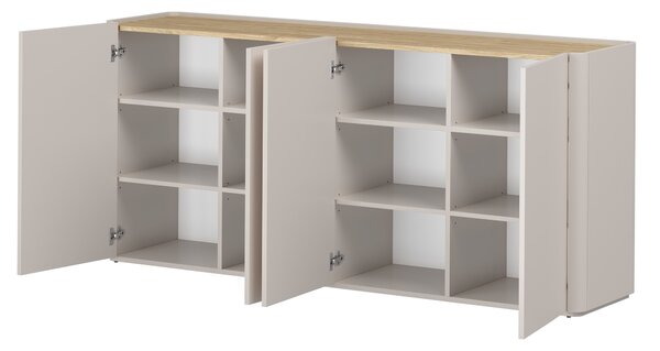 Komoda Elivo 200 cm czterodrzwiowa - kaszmir / dąb olejowany