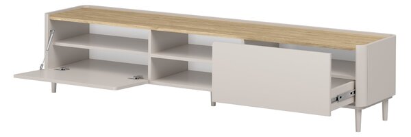 Szafka RTV Elivo 220 cm na nóżkach - kaszmir / dąb olejowany