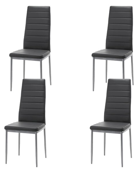 Zestaw 4 krzeseł tapicerowanych do jadalni SK06 ciemnoszara ekoskóra nowoczesne loft