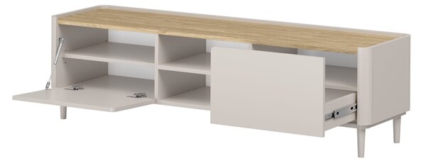 Szafka RTV Elivo 170 cm na nóżkach - kaszmir / dąb olejowany