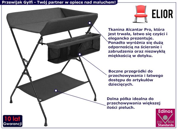 Nowoczesny czarny przewijak na stelażu S6-D55