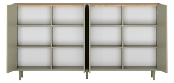 Komoda Elivo 200 cm czterodrzwiowa na nóżkach - eukaliptus / dąb baltic dune