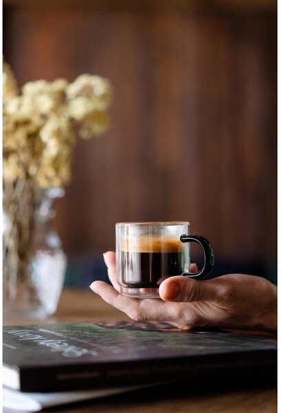 Szklane kubki zestaw 2 szt. na espresso 80 ml Carbon – Vialli Design