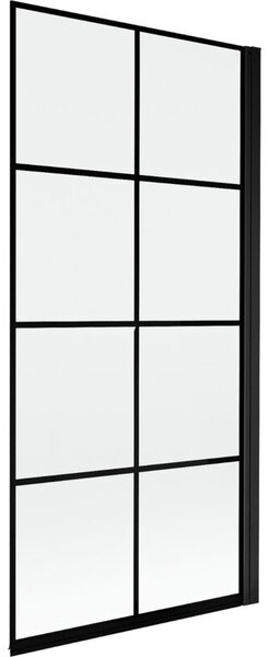 Mexen Mist parawan nawannowy 1-skrzydłowy prawy 90 x 150 cm, czarna kratka, czarny - 8A9-090-001-70-77-P