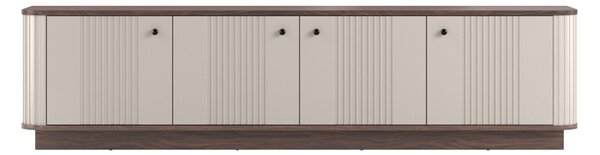 Szafka RTV Vesper 4D 187 cm na cokole - kaszmir / orzech / czarne uchwyty