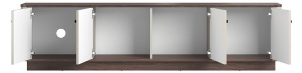 Szafka RTV Vesper 4D 187 cm na cokole - kaszmir / orzech / czarne uchwyty