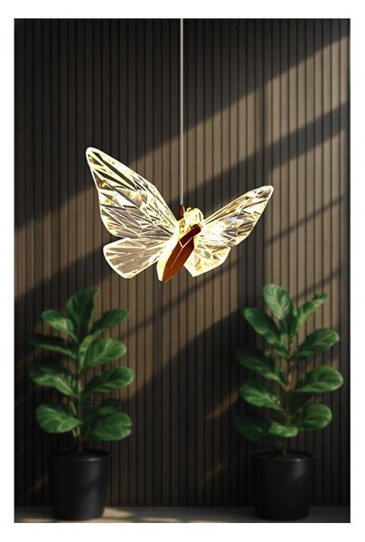 Metalowa lampa wisząca LED w kolorze złota z kloszem ze szkła akrylowego ø 20 cm Myrna – Opviq lights