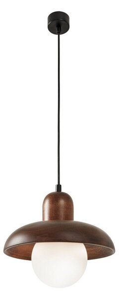 Brązowa lampa wisząca z drewnianym kloszem ø 25 cm Elsa – Opviq lights