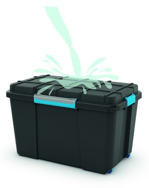 Czarny plastikowy pojemnik z pokrywką 73,5x44,5x46 cm Scuba Box – KIS