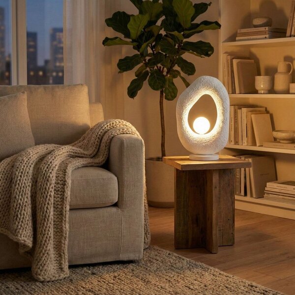 Biała metalowa lampa stołowa (wysokość 50 cm) Lore – Opviq lights