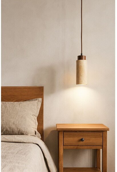 Beżowa lampa wisząca z kamiennym kloszem ø 6,5 cm Selma – Opviq lights