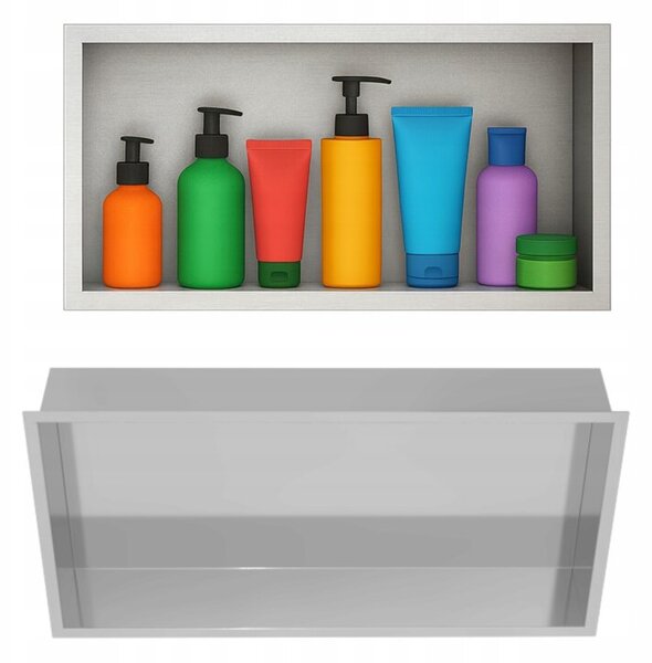 Półka łazienkowa wnękowa Estiva FALEZA Silver 60x30x10 cm srebrna 1 szt