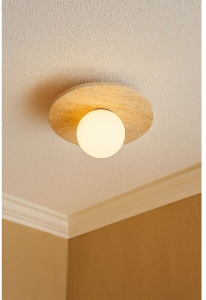 Beżowa kamienna lampa sufitowa ze szklanym kloszem ø 12 cm Hilde – Opviq lights