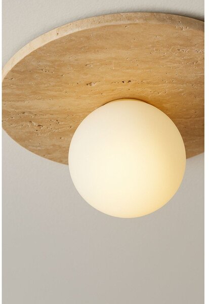 Beżowa kamienna lampa sufitowa ze szklanym kloszem ø 12 cm Hilde – Opviq lights