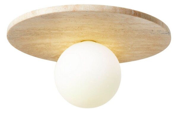 Beżowa kamienna lampa sufitowa ze szklanym kloszem ø 12 cm Hilde – Opviq lights