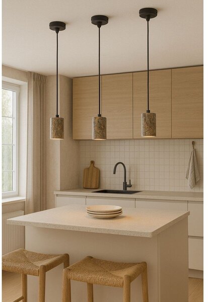Szara lampa wisząca z kamiennym kloszem ø 6,5 cm Selma – Opviq lights