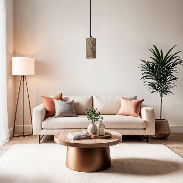 Szara lampa wisząca z kamiennym kloszem ø 6,5 cm Selma – Opviq lights