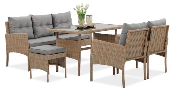 Zestaw technorattanowy CORTINA + PUFY Beige