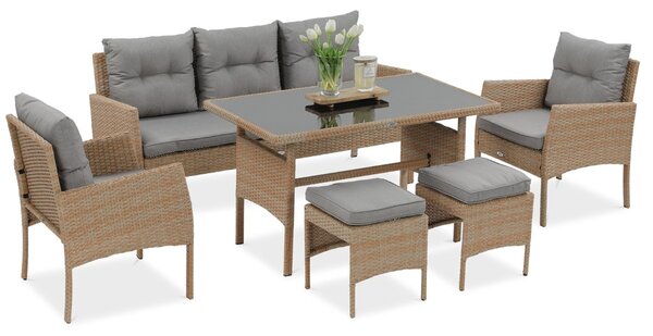 Zestaw technorattanowy CORTINA + PUFY Beige