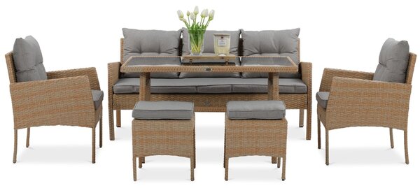 Zestaw technorattanowy CORTINA + PUFY Beige
