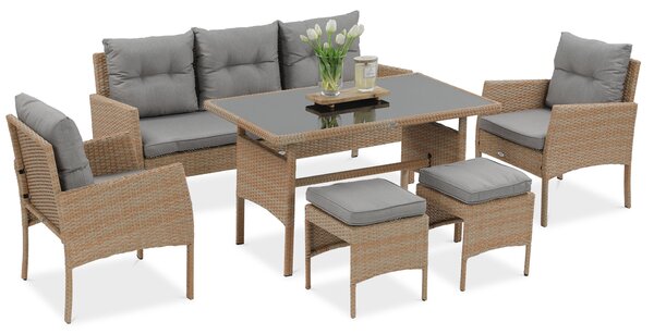 Zestaw technorattanowy CORTINA + PUFY Beige