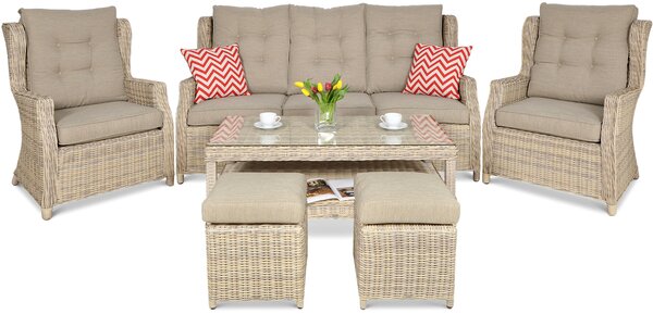 Zestaw technorattanowy TRIVENTO 3 + PUFY Beige
