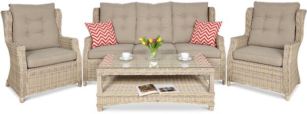 Zestaw technorattanowy TRIVENTO 3 + PUFY Beige