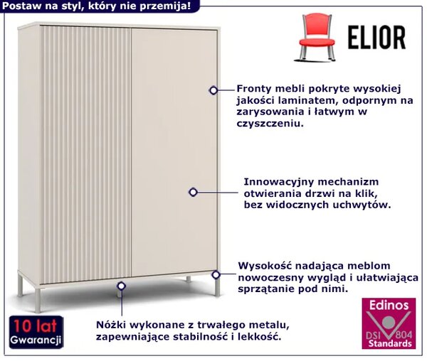 Ryflowana kaszmirowa lamelowa komoda na nóżkach G7-L58