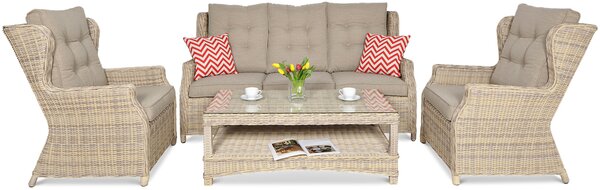 Zestaw technorattanowy TRIVENTO 3 + PUFY Beige