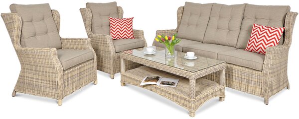 Zestaw technorattanowy TRIVENTO 3 + PUFY Beige