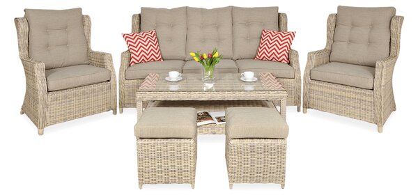 Zestaw technorattanowy TRIVENTO 3 + PUFY Beige