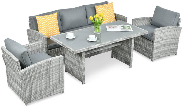Zestaw z technorattanu BORNEO + PUFY Stone Grey