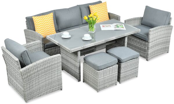 Zestaw z technorattanu BORNEO + PUFY Stone Grey